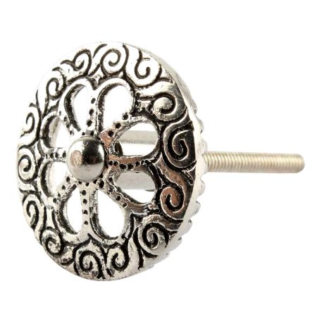 Silve Wheel Flower Drawre Knob in Aluminium